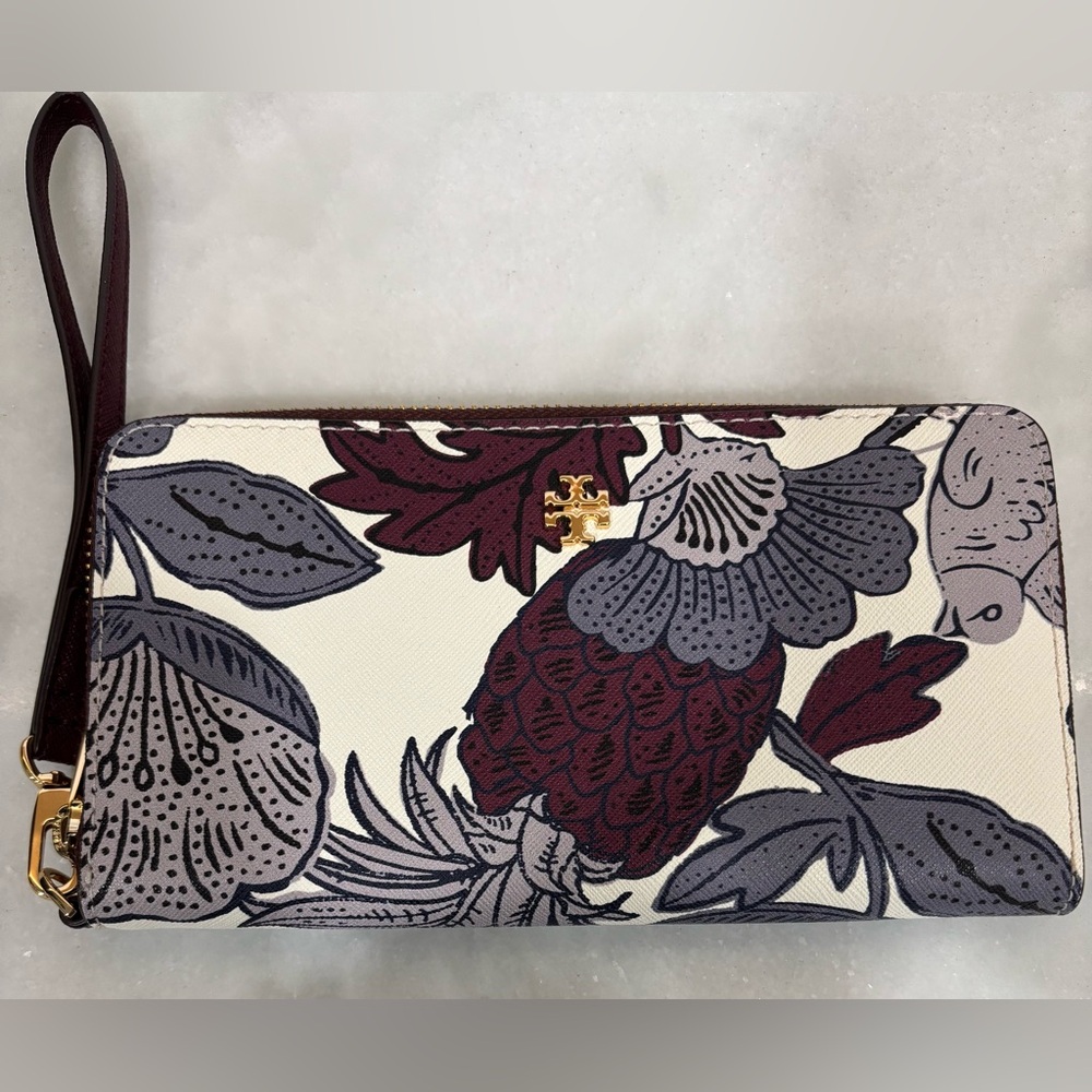 Tory Burch Floral Clutch - Cream and Burgundy